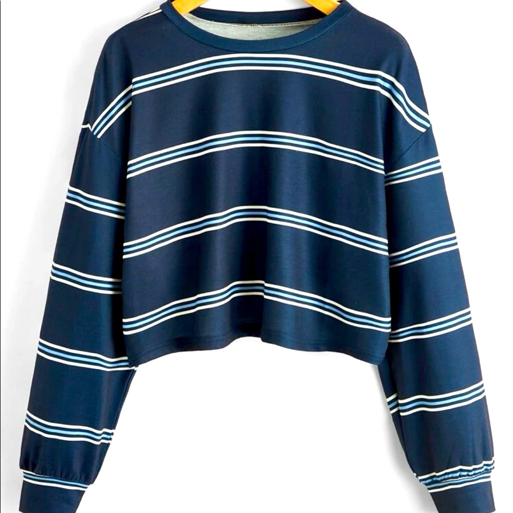 A blue and white striped long sleeve shirt! worn a handful of times,